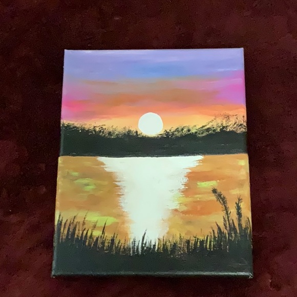Painting | 10 inches long, 8 inches wide | Sunset painting on canvas - Picture 2 of 2